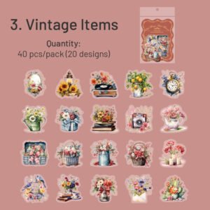 Floral Clear Transparent Stickers - Window, Coffee, Key, Vase, Bear, Girl, Wreath floral pet stickers window coffee key vase bear girl wreath sku 3