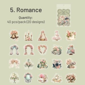 Floral Clear Transparent Stickers - Window, Coffee, Key, Vase, Bear, Girl, Wreath floral pet stickers window coffee key vase bear girl wreath sku 5