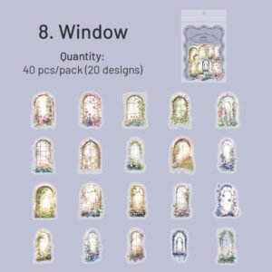 Floral Clear Transparent Stickers - Window, Coffee, Key, Vase, Bear, Girl, Wreath floral pet stickers window coffee key vase bear girl wreath sku 8