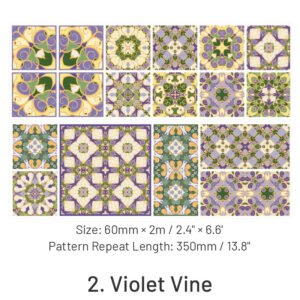 floral tile pattern collection decorative pet tape sku 2