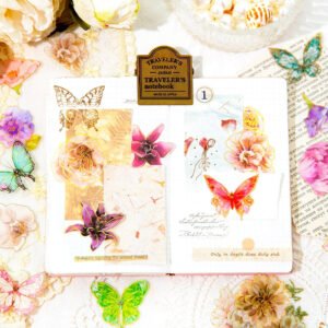 flower and butterfly gold foil pet stickers b4