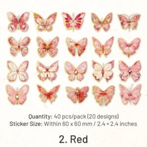 flower and butterfly gold foil pet stickers sku 2