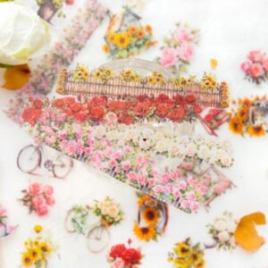 Flower and Fence Clear Transparent Stickers