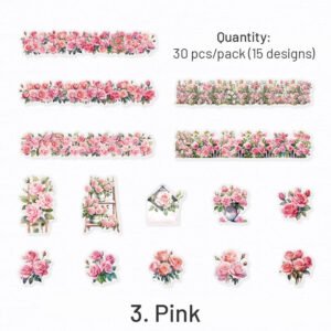 Flower and Fence Clear Transparent Stickers flower and fence pet stickers sku 3