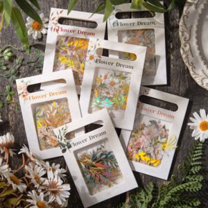 Flower and Plant Holographic Hot Stamping Clear Transparent Stickers - Eucalyptus, Grass, Rose, Bouquet, Daisy
