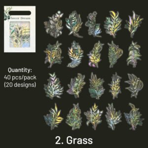 flower and plant holographic hot stamping pet stickers eucalyptus grass rose bouquet daisy sku 2