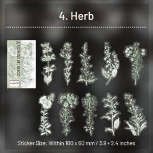 Flower Cottage Plant Stickers - Daisy, Magnolia, Daffodil, Herbs flower cottage plant stickers daisy magnolia daffodil herbs sku 4