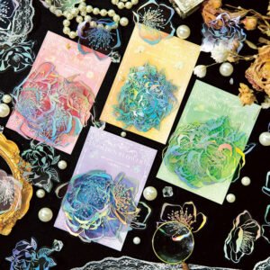 Flower Holographic Hot Stamping Clear Transparent Sticker