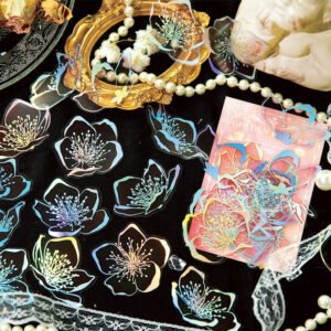 flower holographic hot stamping pet sticker b5