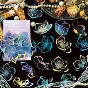 flower holographic hot stamping pet sticker b6