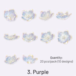 flower holographic hot stamping pet sticker sku 3