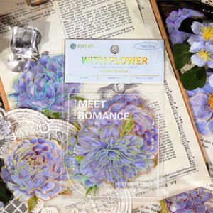 flower holographic hot stamping pet stickers b5