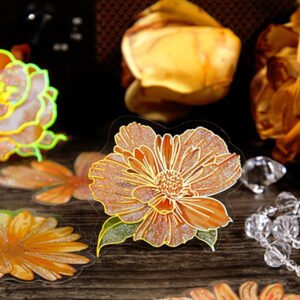 flower holographic hot stamping pet stickers c