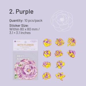 flower holographic hot stamping pet stickers sku 2