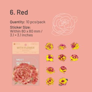 flower holographic hot stamping pet stickers sku 6