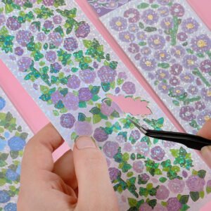 Flower Holographic Clear Transparent Stickers flower holographic pet stickers a3