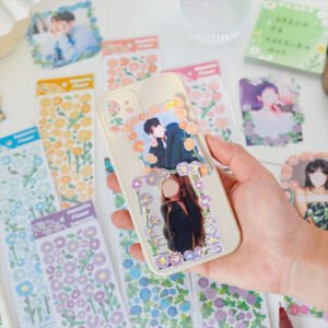 Flower Holographic Clear Transparent Stickers flower holographic pet stickers b4