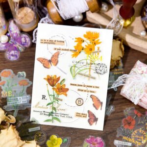 Flower Hot Stamping Clear Transparent Stickers flower hot stamping pet stickers b2
