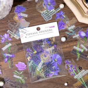 Flower Hot Stamping Clear Transparent Stickers flower hot stamping pet stickers b5