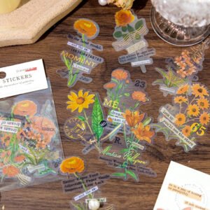 Flower Hot Stamping Clear Transparent Stickers flower hot stamping pet stickers b7