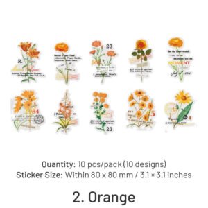 Flower Hot Stamping Clear Transparent Stickers flower hot stamping pet stickers sku 2