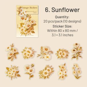 flower hot stamping pet stickers tulip rose hydrangea lily daffodil sunflower sku 6