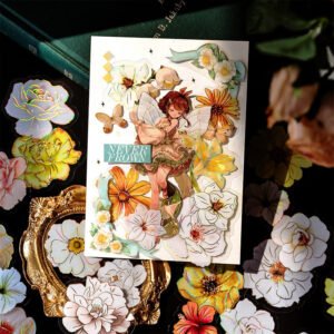 flower pet holographic hot stamping stickers b6