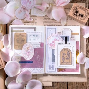 flower reflection tranquility series retro artistic wooden rubber stamp b5