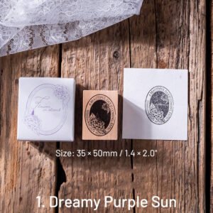 flower reflection tranquility series retro artistic wooden rubber stamp sku 1