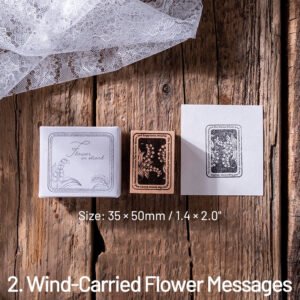 flower reflection tranquility series retro artistic wooden rubber stamp sku 2