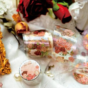 flower theme botanical foil stamped pet tape rose tulip c