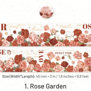 flower theme botanical foil stamped pet tape rose tulip sku 1