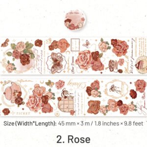 flower theme botanical foil stamped pet tape rose tulip sku 2