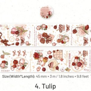 flower theme botanical foil stamped pet tape rose tulip sku 4