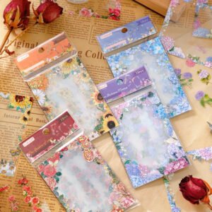 Flower Time DIY Journal Border Decorative Stickers-Frame, Rose, Sunflowers, Hydrangea