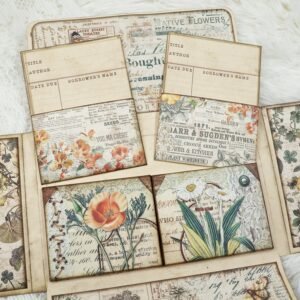 flowers and butterflies handmade junk journal folio kit 15