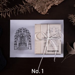 flowers by window vintage baroque wooden rubber stamp sku 1