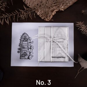 flowers by window vintage baroque wooden rubber stamp sku 4