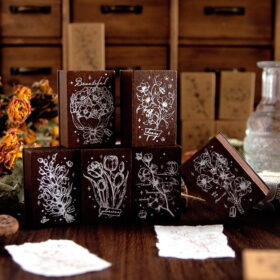 Flowers in Four Seasons Series Vintage Plant Wooden Stamp