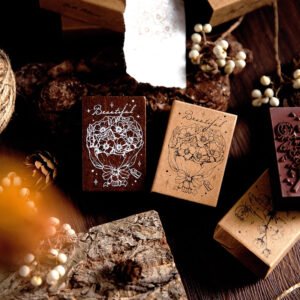 flowers in four seasons series vintage plant wooden stamp b4