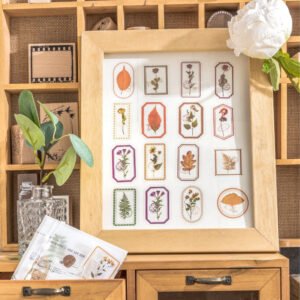 flowers in the fog series retro plant frame pet sticker pack b1