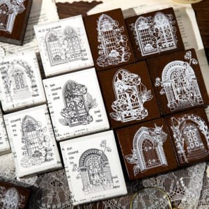 flowers outside the window series window theme wooden rubber stamp a