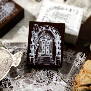 flowers outside the window series window theme wooden rubber stamp c2