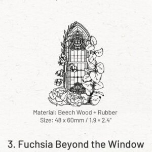 flowers outside the window series window theme wooden rubber stamp sku 3