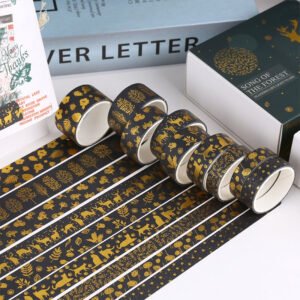 Foil Stamped Washi Tape Set (10 Rolls) - Forest, Star, Ocean, Geometric foil stamped washi tape set 10 rolls forest star ocean geometric b2