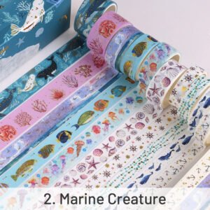 Foil Stamped Washi Tape Set (10 Rolls) - Forest, Star, Ocean, Geometric foil stamped washi tape set 10 rolls forest star ocean geometric sku 2