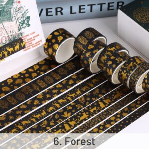 Foil Stamped Washi Tape Set (10 Rolls) - Forest, Star, Ocean, Geometric foil stamped washi tape set 10 rolls forest star ocean geometric sku 6