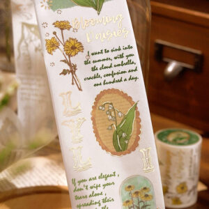 foil stamping botanical washi tape for rose lily and hydrangea c2