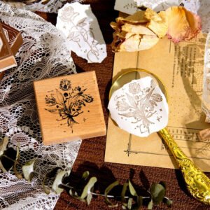forest floral series wooden rubber stamp b3