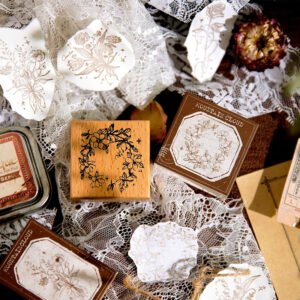 forest floral series wooden rubber stamp b4